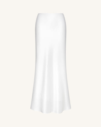 流光緞面美人魚長裙 – 白色