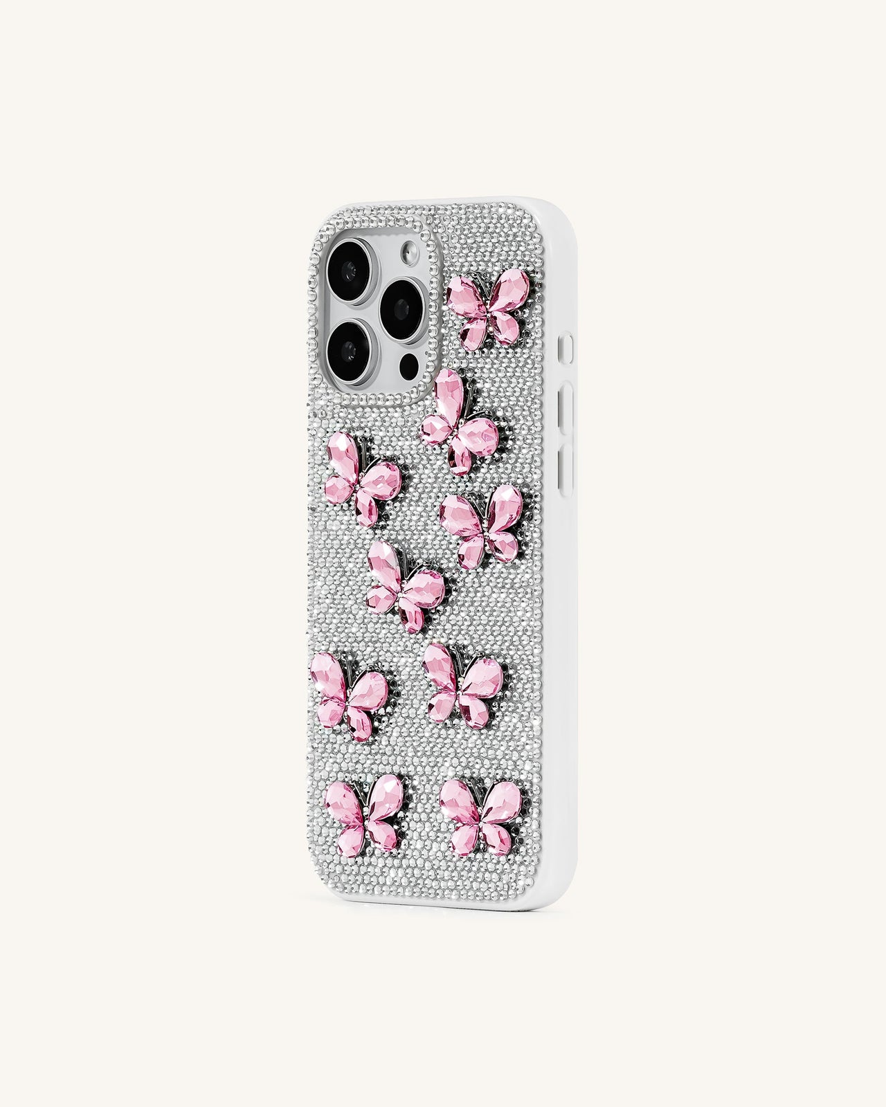 蝴蝶水晶手機殼 - 白色