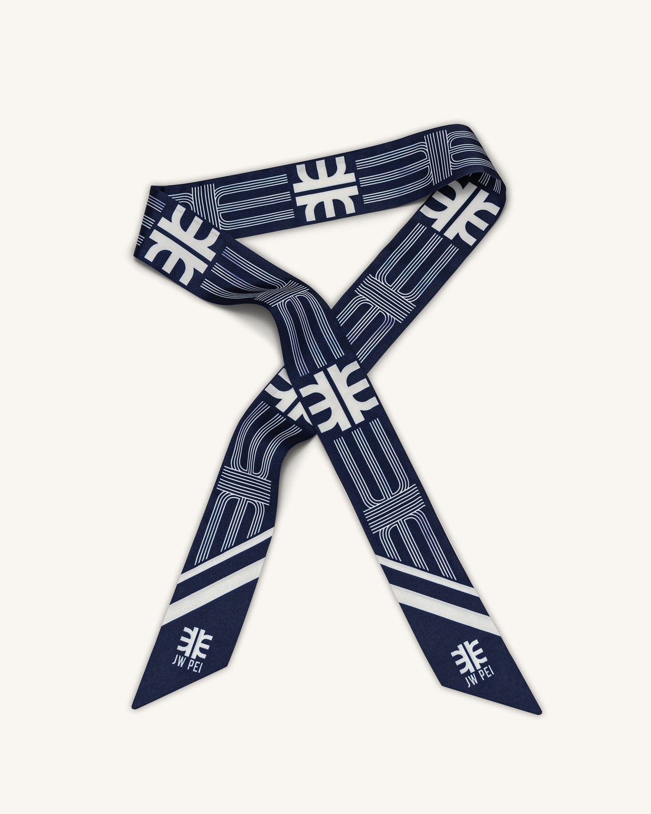 FEI 仿絲斜紋圍巾 - 海軍藍