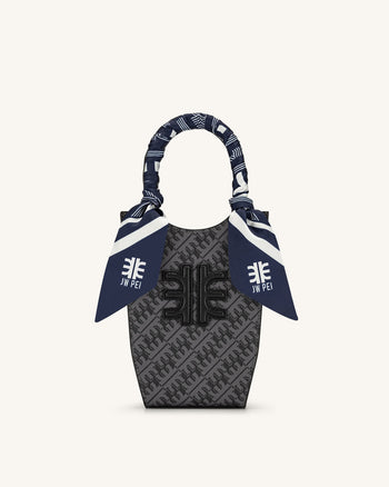 FEI 仿絲斜紋圍巾 - 海軍藍