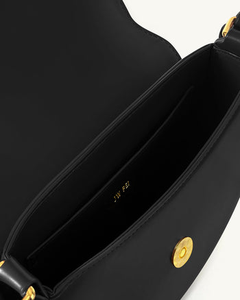 Diana 環形翻蓋馬鞍包 - 黑色