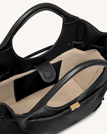 Elara 束口托特包 - 黑色