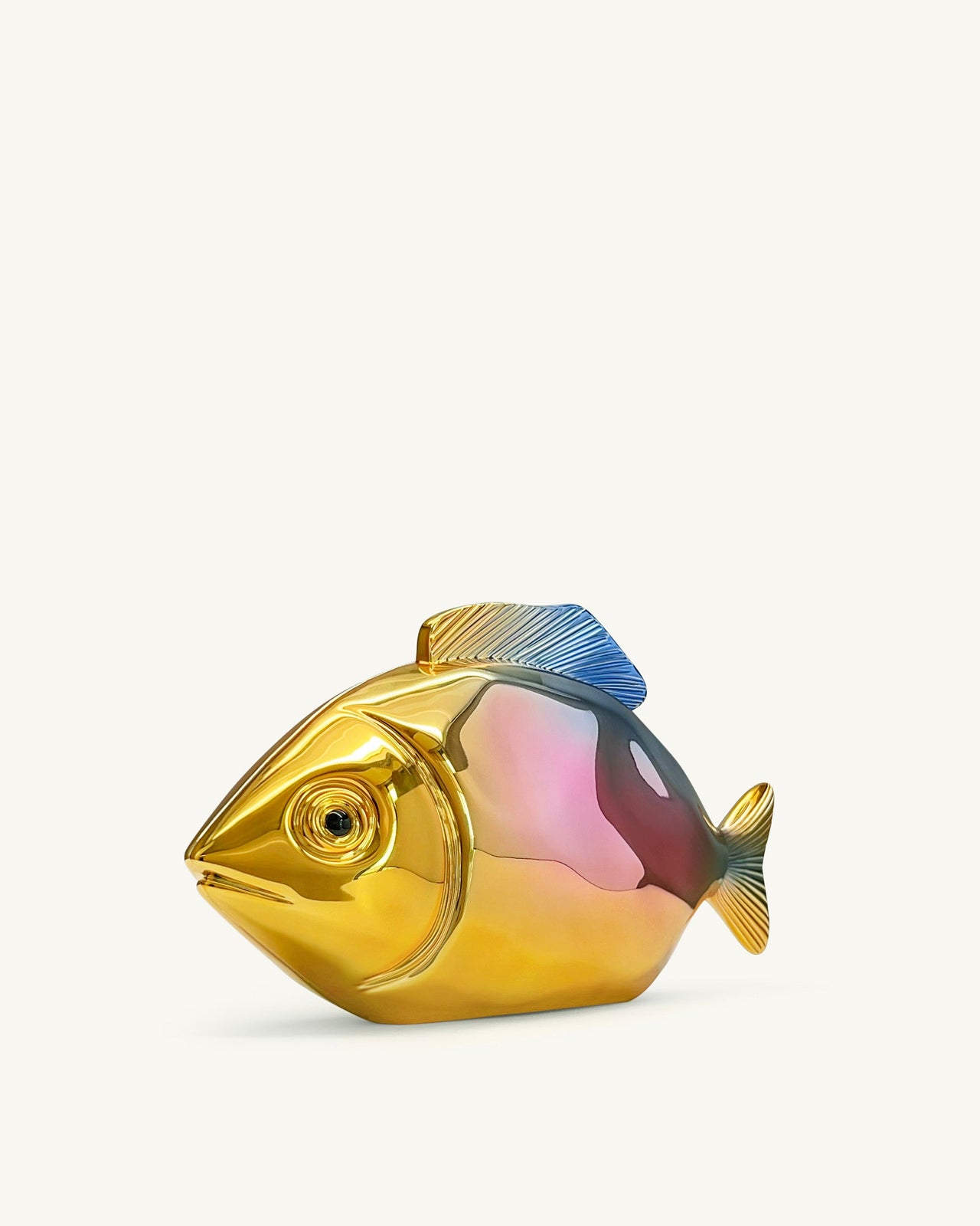 魚形手拿包 - 金色/藍色