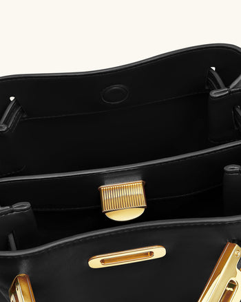 Charlene 雙扣環流浪包 - 黑色