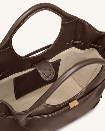 Elara 束口托特包 - 棕色