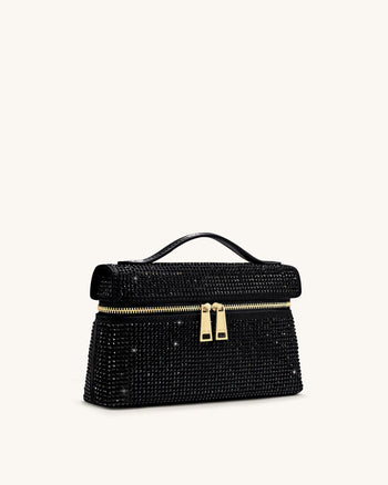 Thea 人造水晶提把包 - 黑色