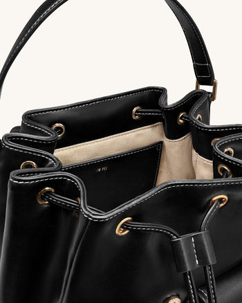 Harper 扣環口袋後背包 - 黑色