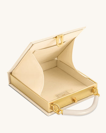 Elle 野餐圖案書本手提包 - 卡其色