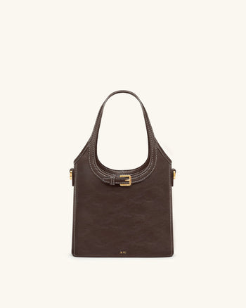 Brooke 迷你綴飾繫帶頂提包 - 深棕色