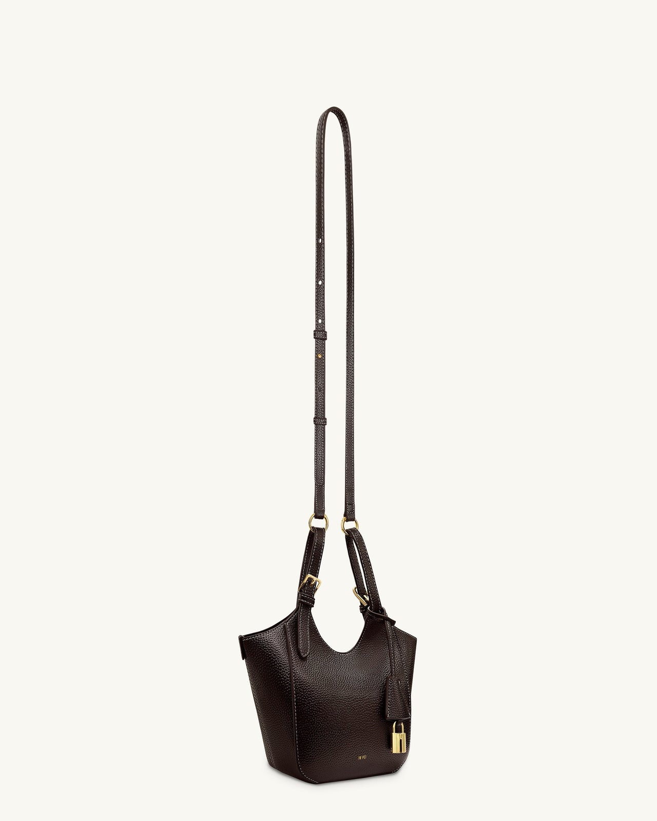 Ines 掛鎖托特包 - 深棕色