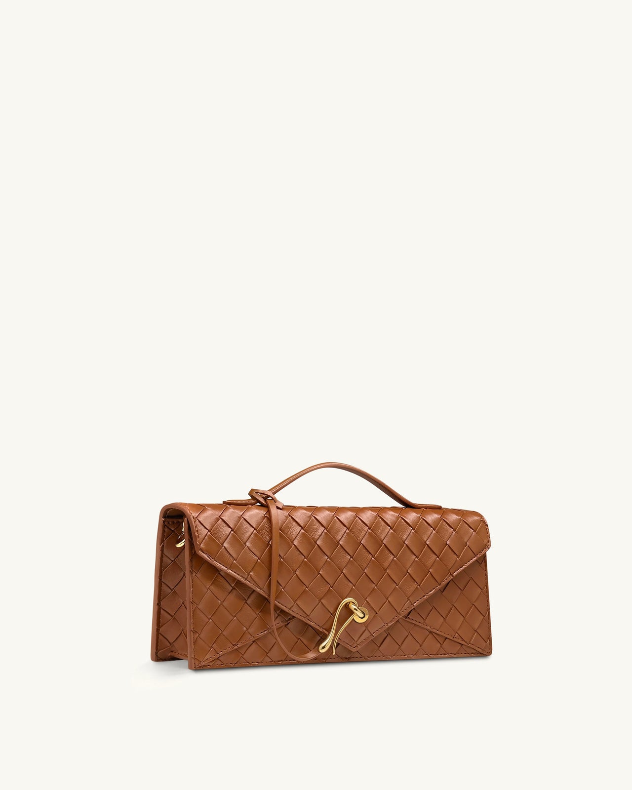 Celeste 編織紋理信封式提把包 - 棕色