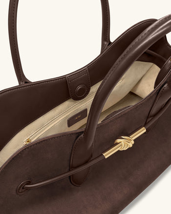 Adele 大型金屬繩結托特包 - 摩卡棕