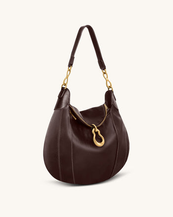 Daria 金屬吊飾點綴肩背包 - 深棕色