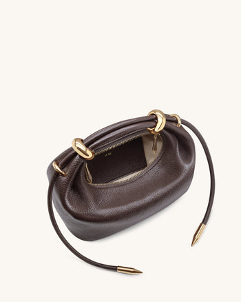 Ellie 金屬環裝飾手提包 - 深棕色