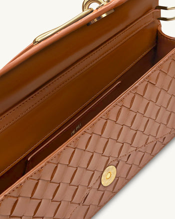 Celeste 編織紋理信封式提把包 - 棕色