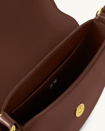 Diana 環形翻蓋馬鞍包 - 棕色