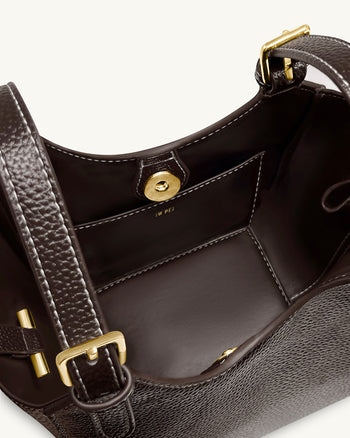 Ines 掛鎖托特包 - 深棕色