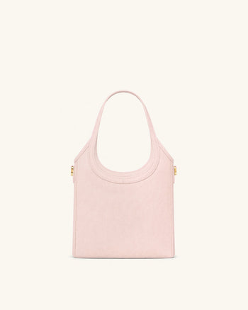 Brooke 迷你皮帶裝飾蘭花串珠手提包 - 粉紅色