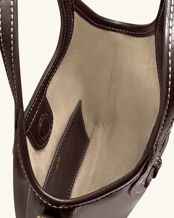 Brooke 迷你綴飾繫帶頂提包 - 深棕色