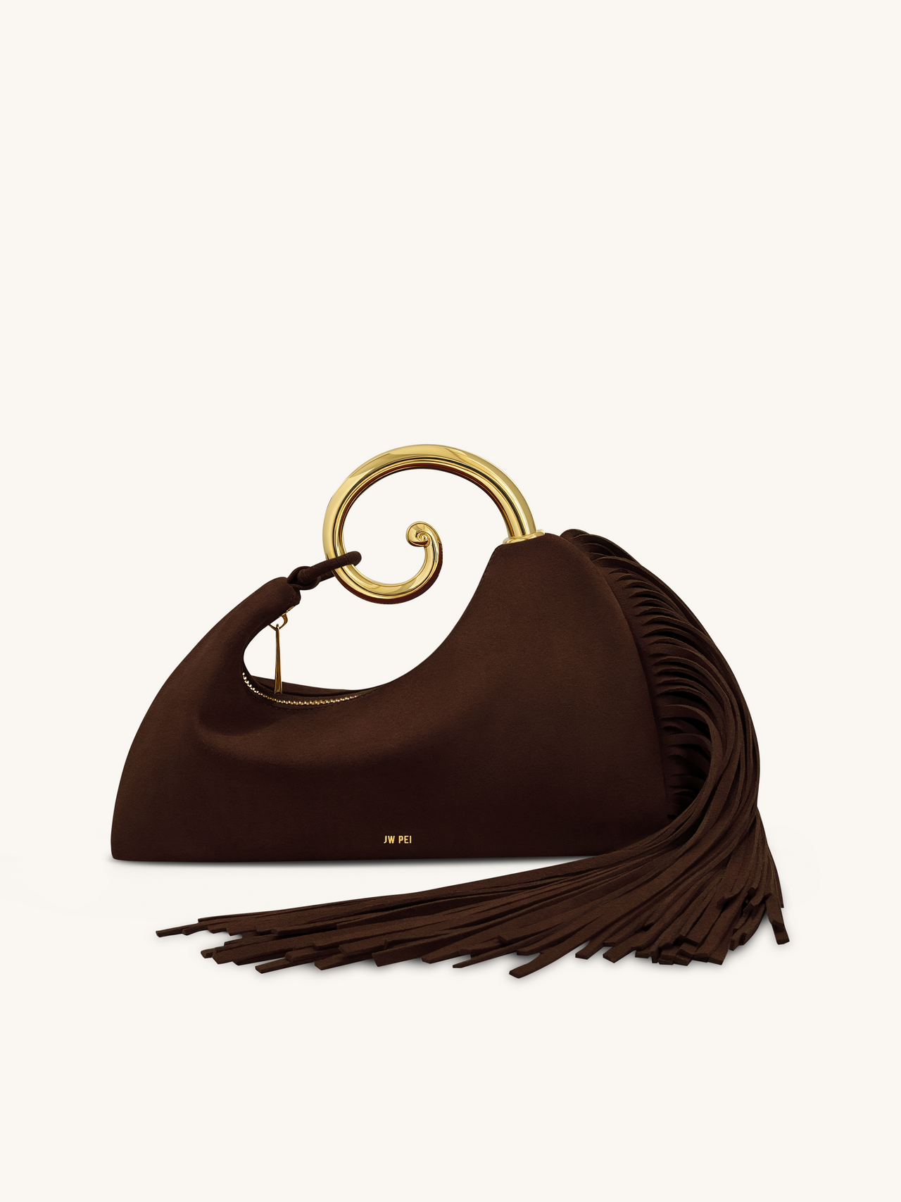 Nell 流蘇五金提把包 - 深棕色