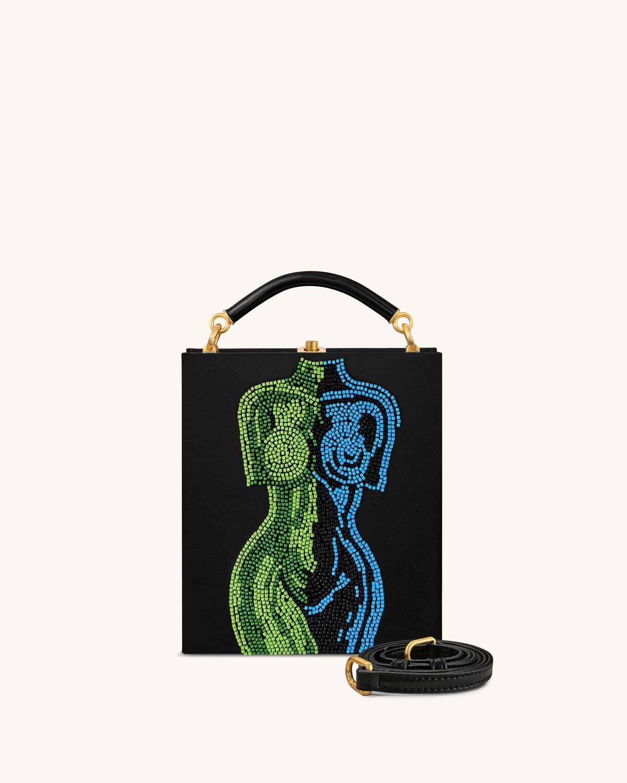 Elle 彩色串珠書本手提包 - 黑色