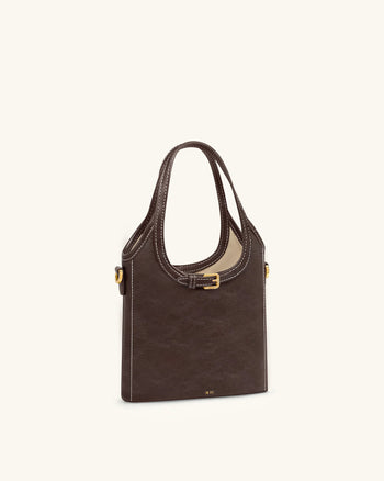 Brooke 迷你綴飾繫帶頂提包 - 深棕色