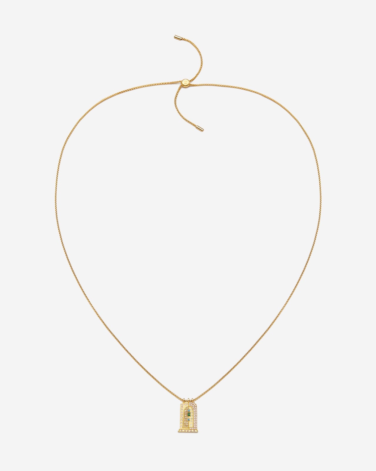 羅馬小拱形吊墜項鍊 - 18ct 鍍金 & 多色鋯石